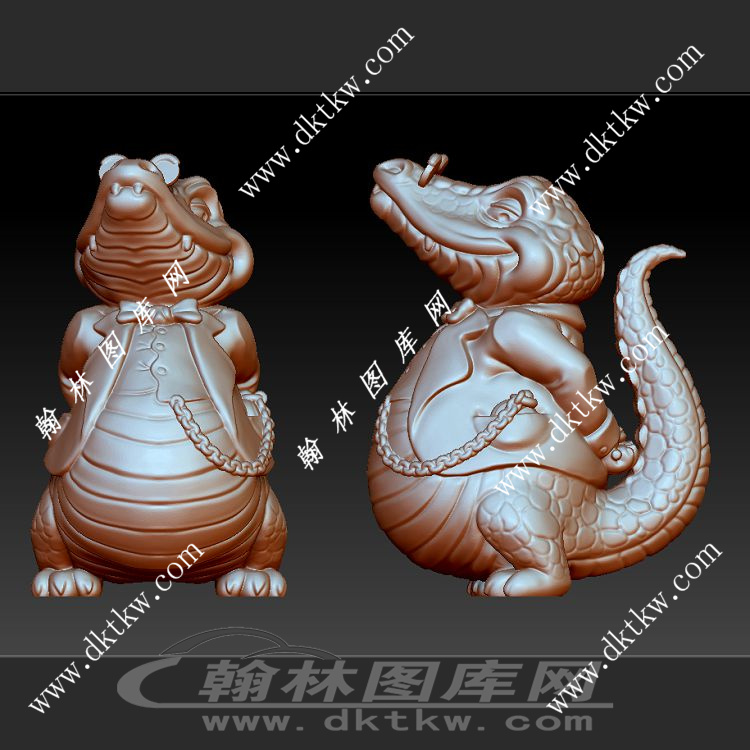 卡通可爱小恐龙雕塑摆件立体圆雕图（DWG-098）展示
