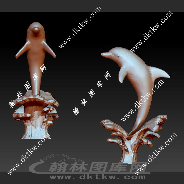 浪花海豚立体圆雕图（SKT-373）展示