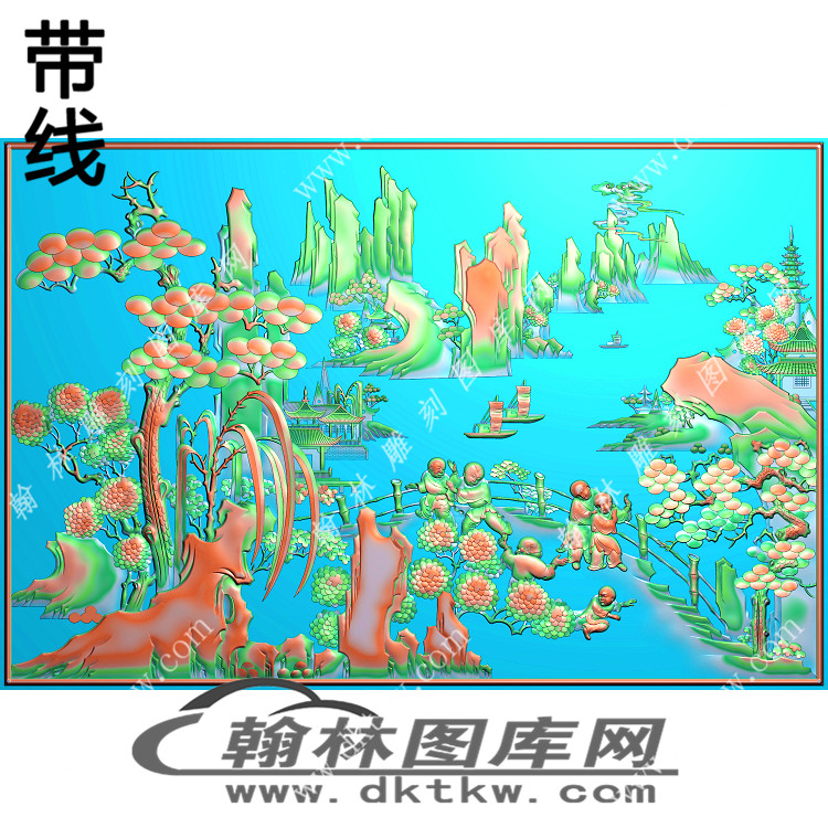 百子背板精雕图（EDG-113）展示