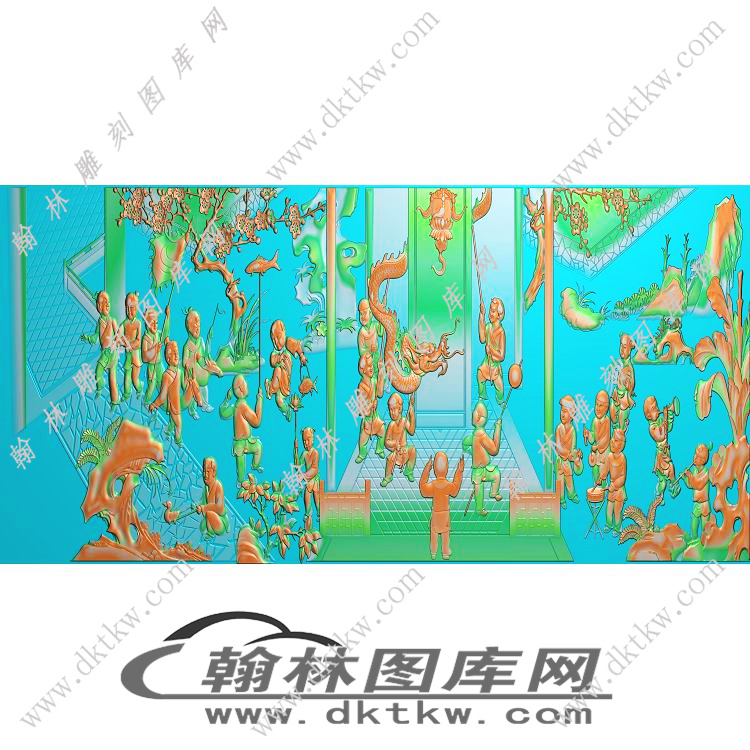 精品百子舞龙图精雕图（EDG-179）展示