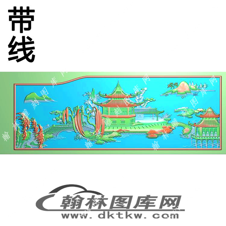 山水靠背边板精雕图（EDG-208）展示