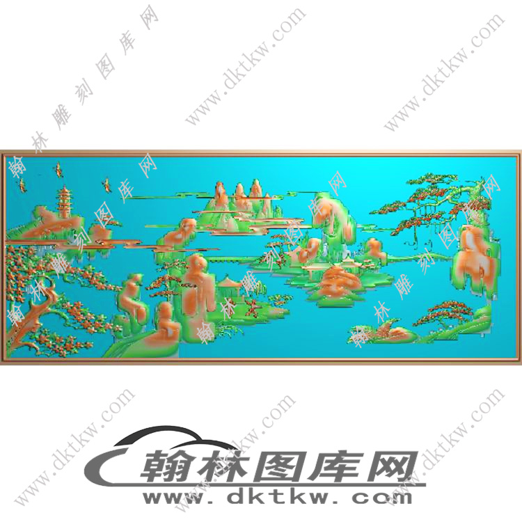 山水背板左精雕图（EDG-216）展示