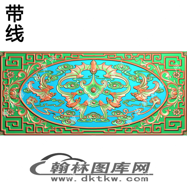 洋花床高拼背板中五福精雕图（EDG-103）展示