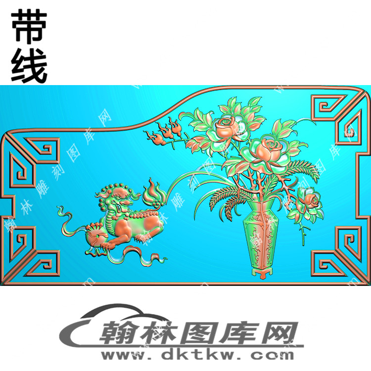 蝙蝠床头柜屏板狮子精雕图（EDG-098）展示