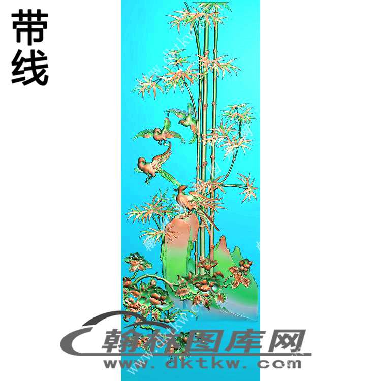 顶箱竹子有颜色精雕图（EDG-416）展示
