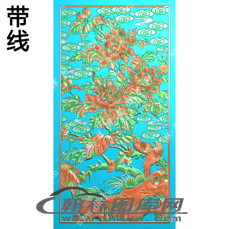 牡丹花鸟拉空精雕图（EDG-470）展示