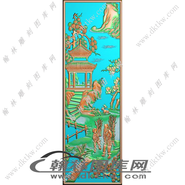 书柜金典2山水人物樵精雕图（EDG-496）展示
