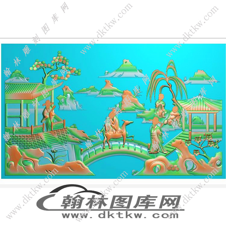 红明山水人物椅子背板精雕图（EDG-673）展示