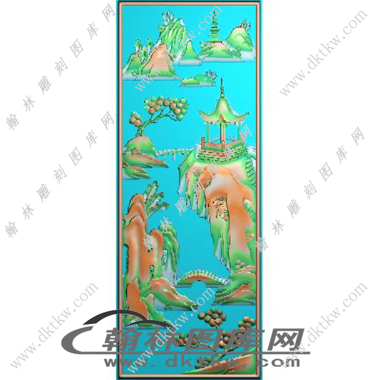 龙山水背板精雕图（EDG-692）展示