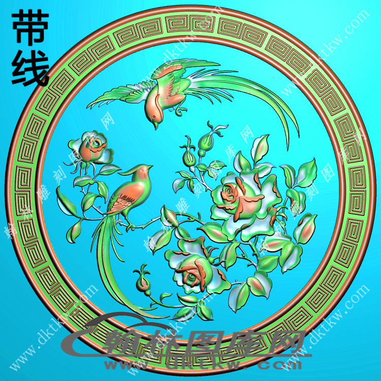 太师椅背牡丹精雕图（EDG-734）展示