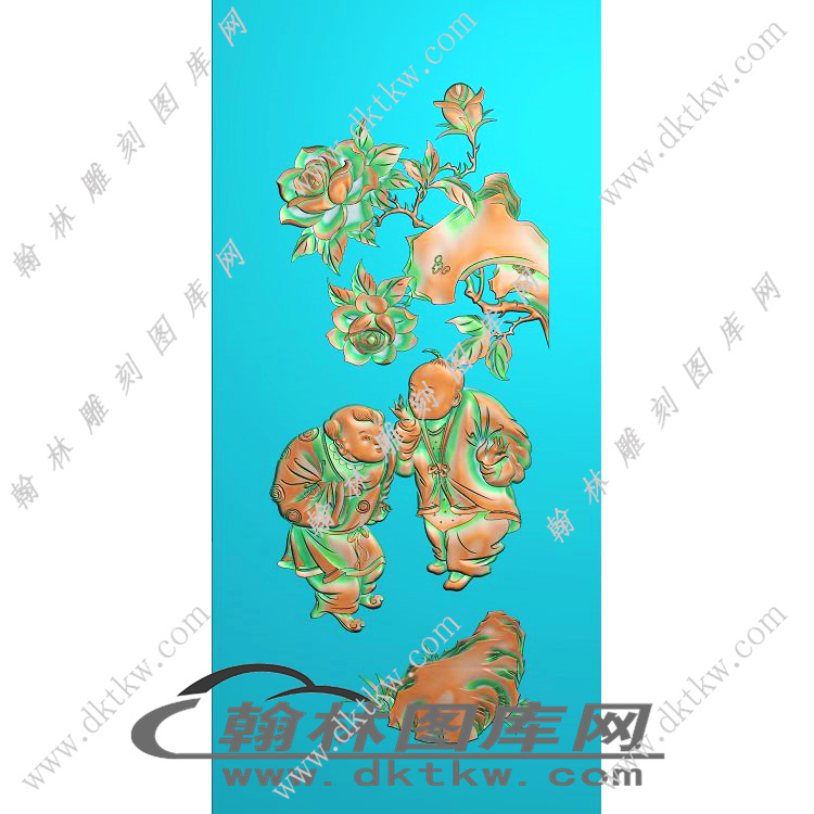 月季童子精雕图（EDG-758）展示