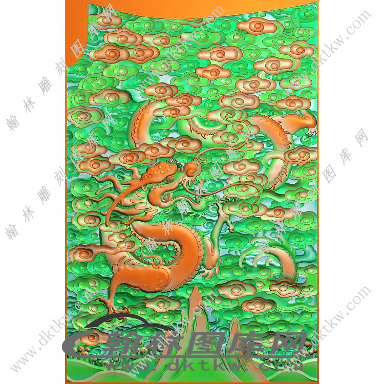 云龙宝座背板精雕图（EDG-761）展示