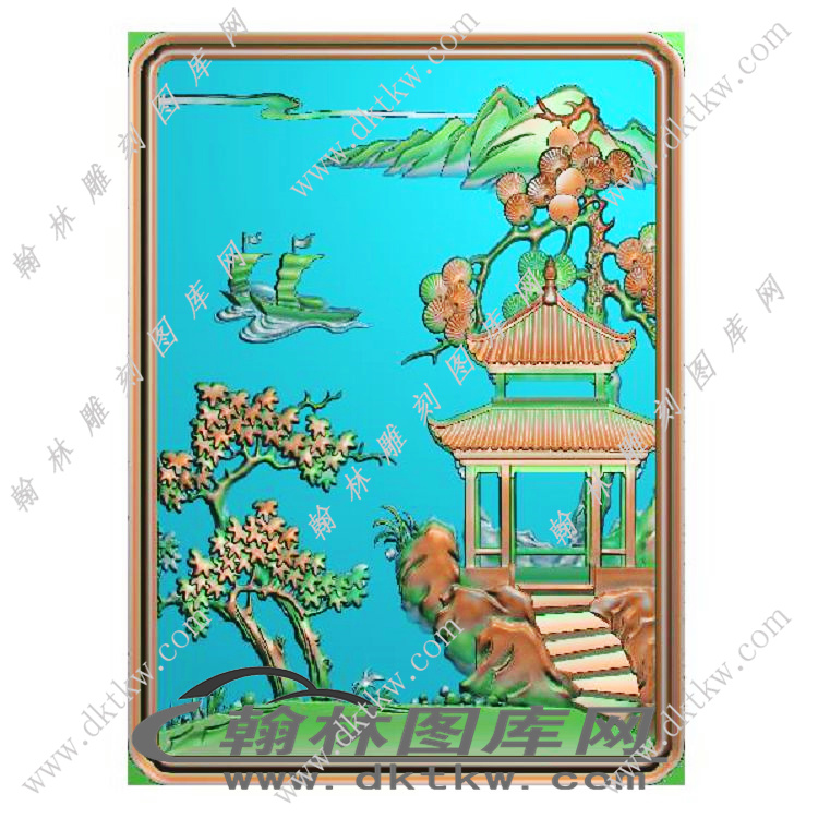 山水（樵）背板精雕图（EDG-702）展示