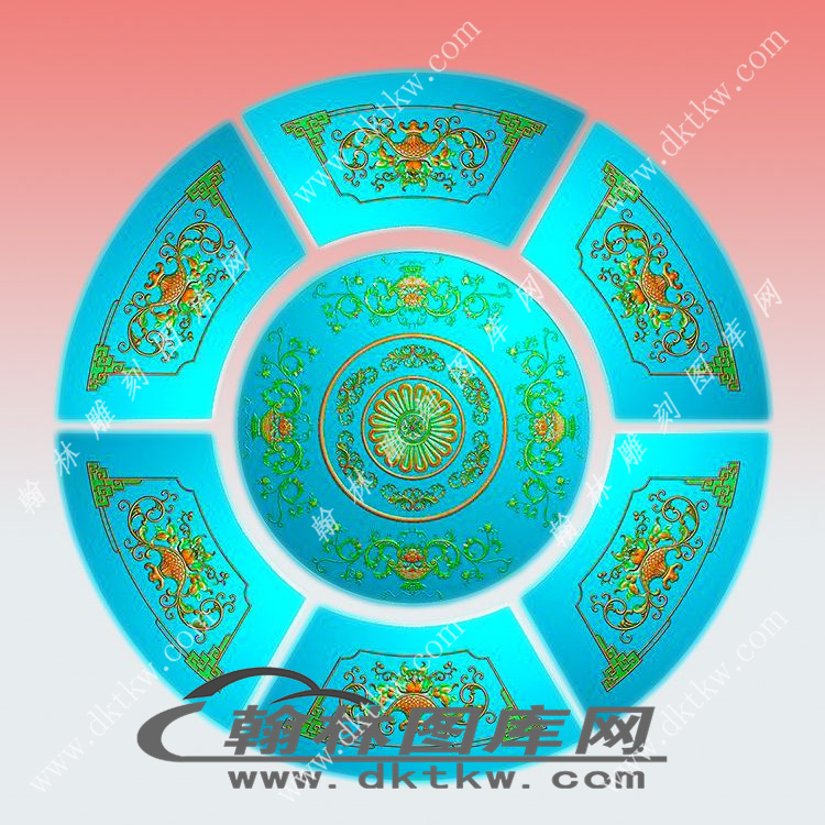 洋花圆桌面板精雕图（EDG-1212）展示