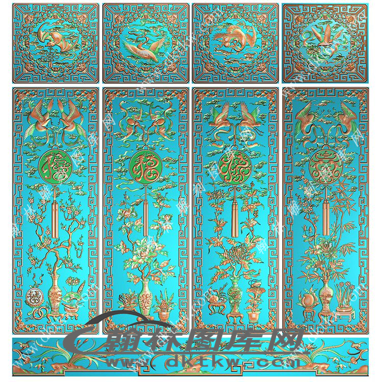 福禄寿喜顶厢柜精雕图（EDG-1135）展示
