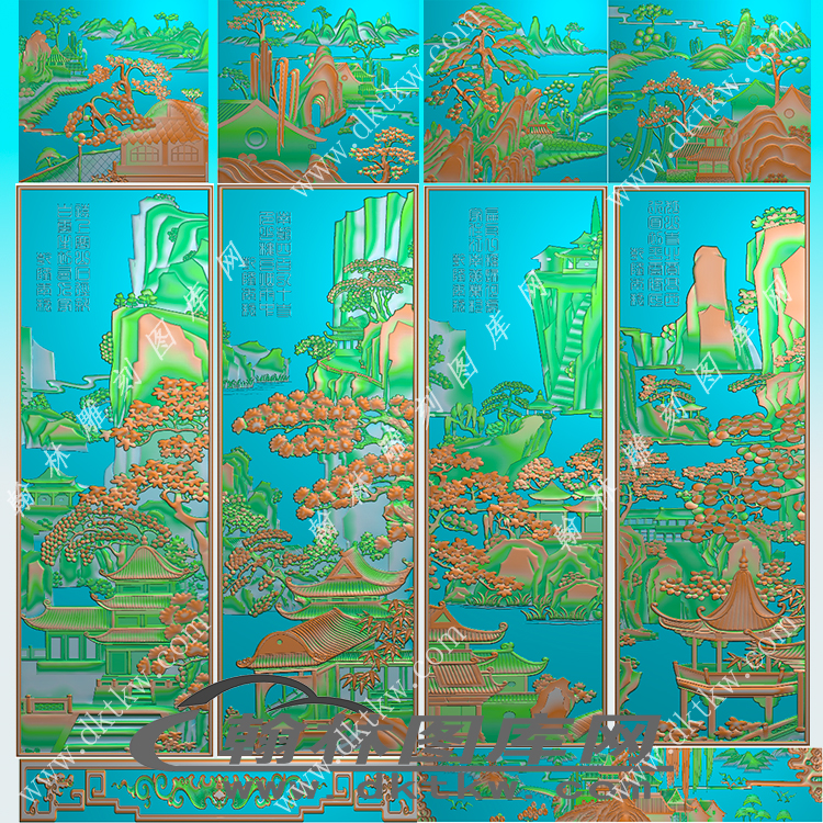 题诗顶箱柜套图精雕图（EDG-1165）展示