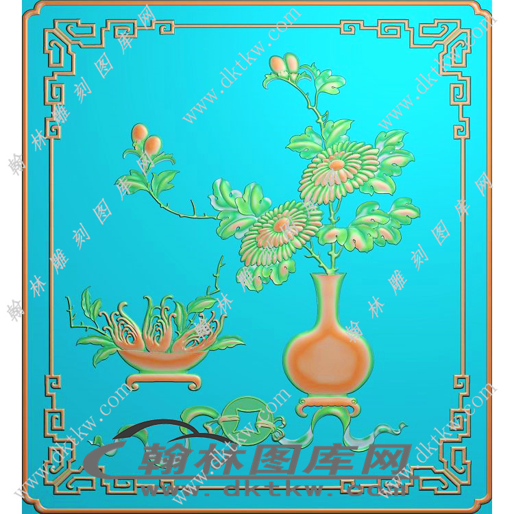 菊花瓶精雕图（EDG-589）展示