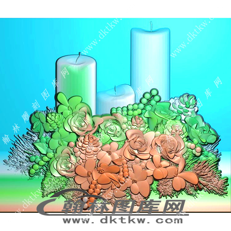 蜡烛与花精雕图（XJD-649）展示