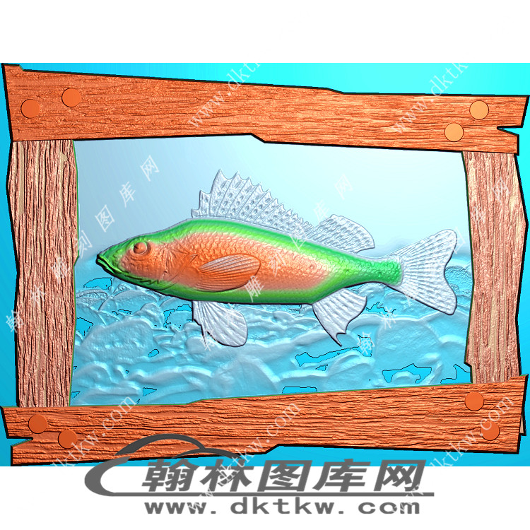 相框中的鱼精雕图（XJD-694）展示