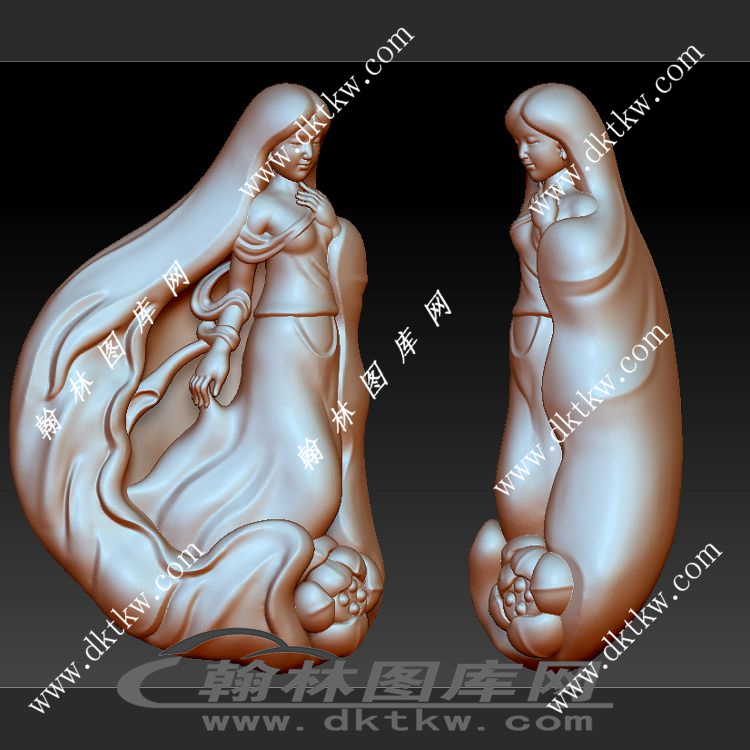 女孩美女公主立体圆雕图（DWG-290）展示