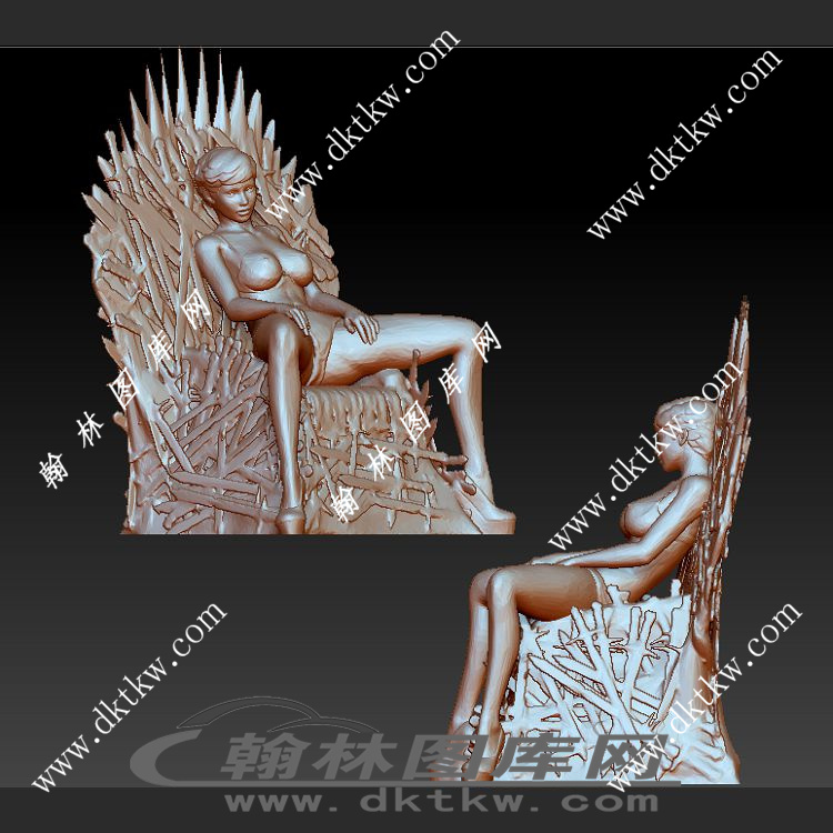 坐在铁王座上的女人立体圆雕图（SKT-611）展示