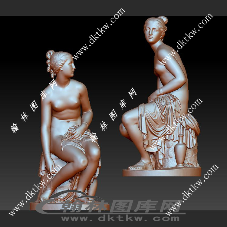 沐浴的少女立体圆雕图（SKT-784）展示