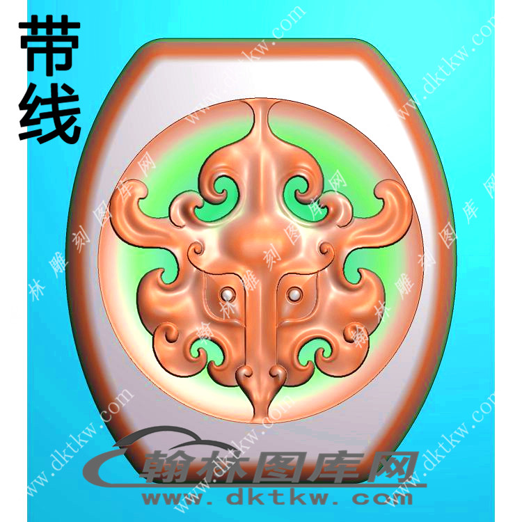 仿古兽牌梯形精雕图（XJD-140）展示