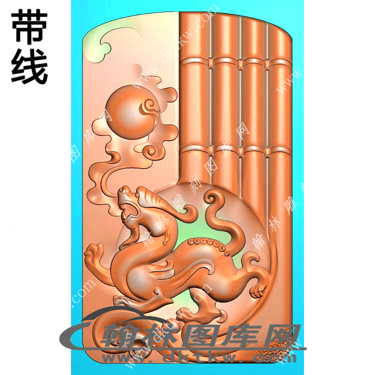 仿古貔貅玉雕图带线精雕图（XJD-107）展示