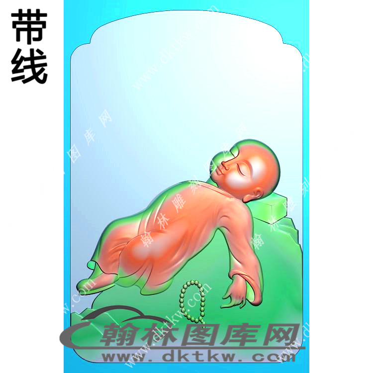 自在小和尚挂件精雕图（XJD-281）展示