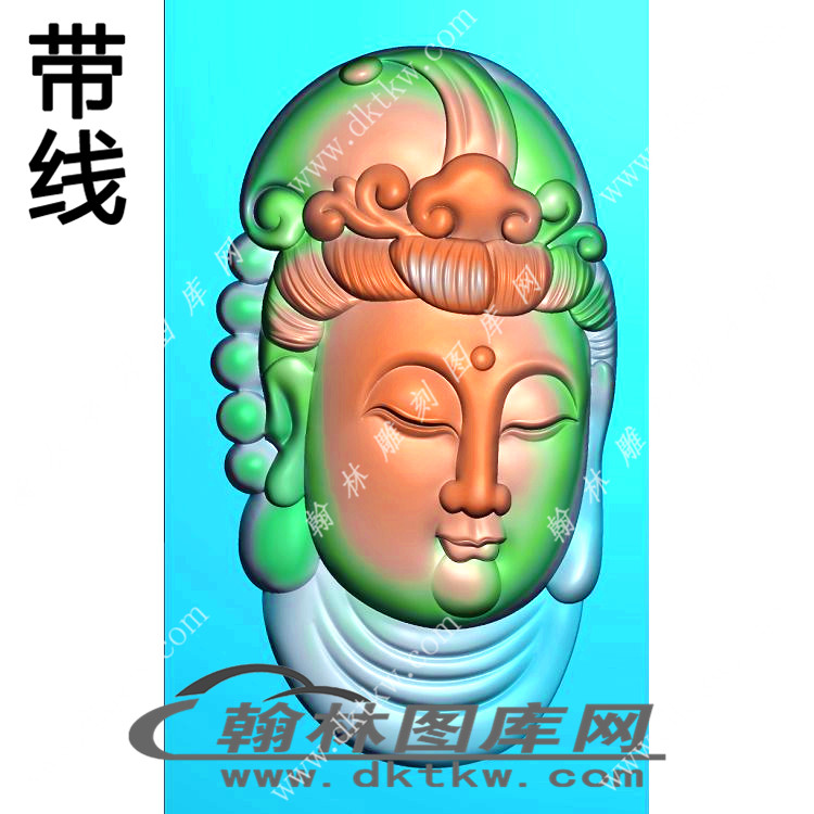 半身观音挂件精雕图（XJD-304）展示