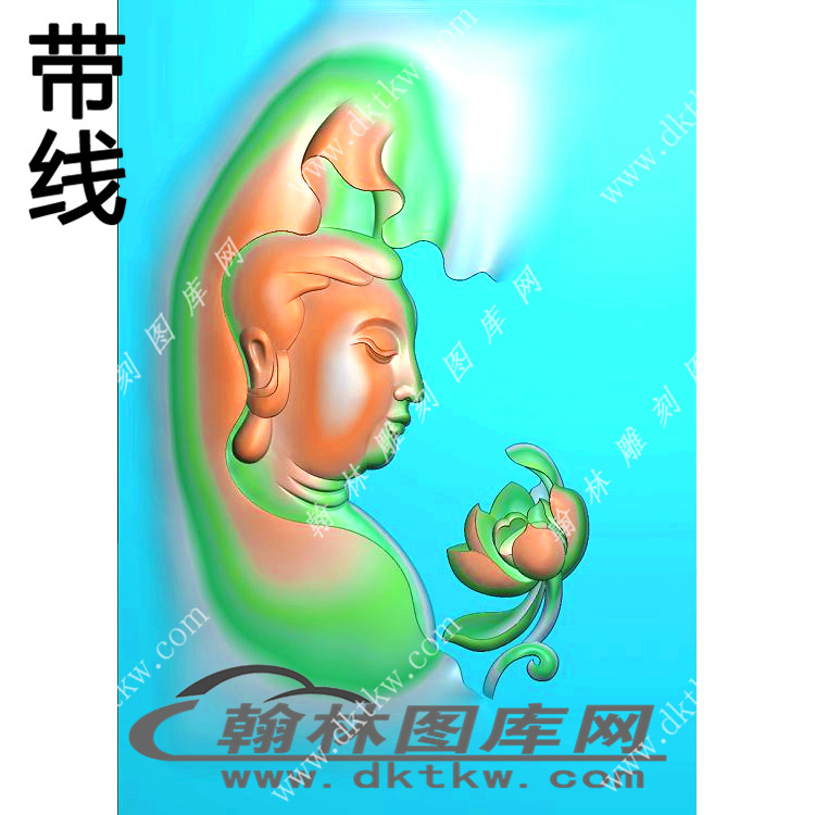 半身观音挂件精雕图（XJD-311）展示