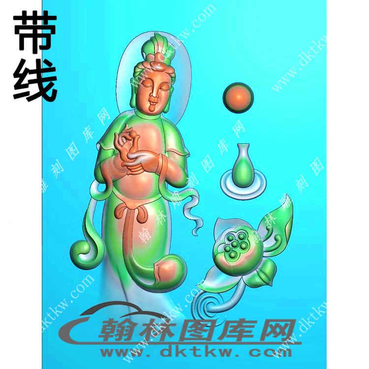 半身观音挂件精雕图（XJD-317）展示