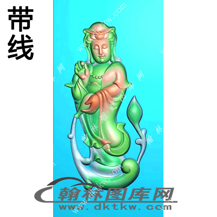 半身观音挂件精雕图（XJD-320）展示