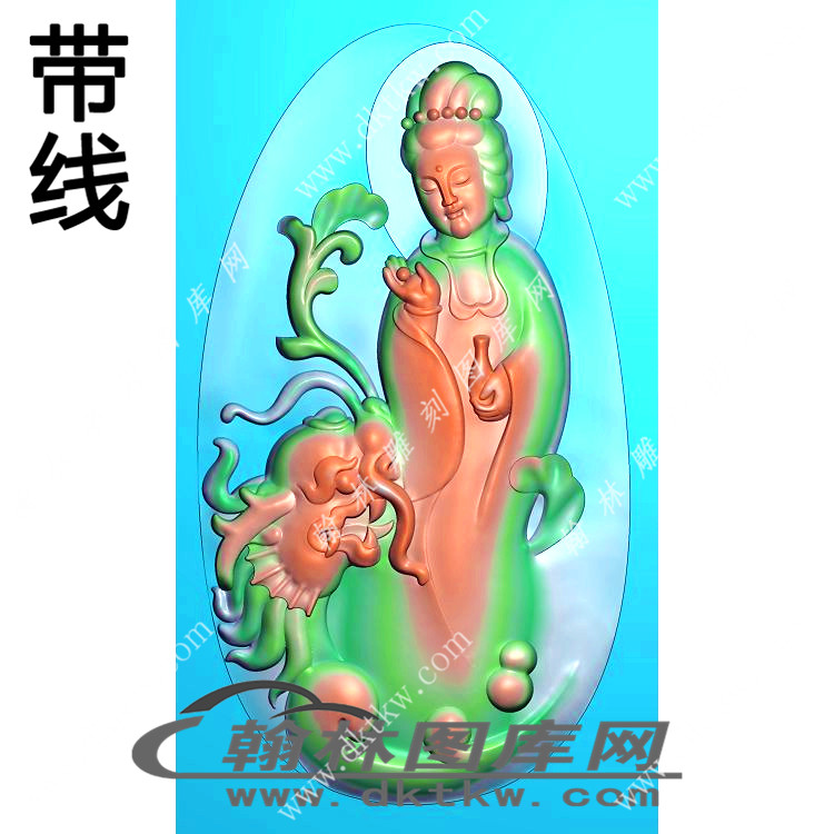 半身观音挂件精雕图（XJD-321）展示