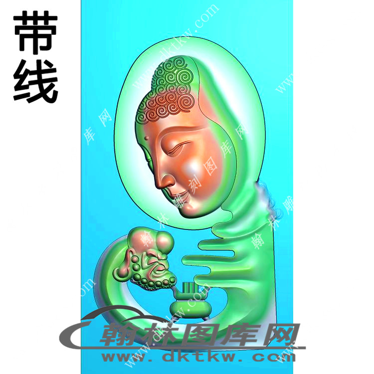 半身观音挂件精雕图（XJD-322）展示