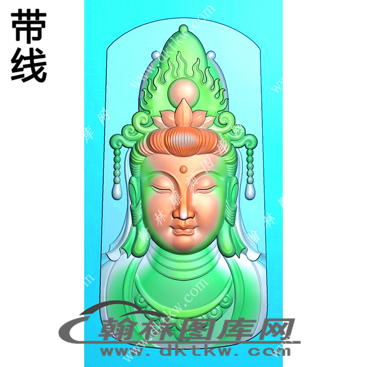 半身观音挂件精雕图（XJD-324）展示