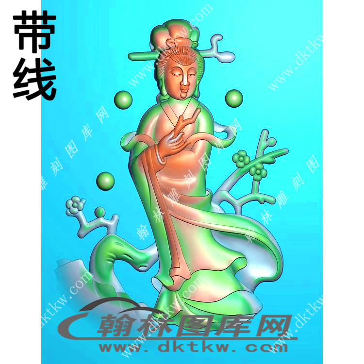 站立观音挂件精雕图（XJD-342）展示