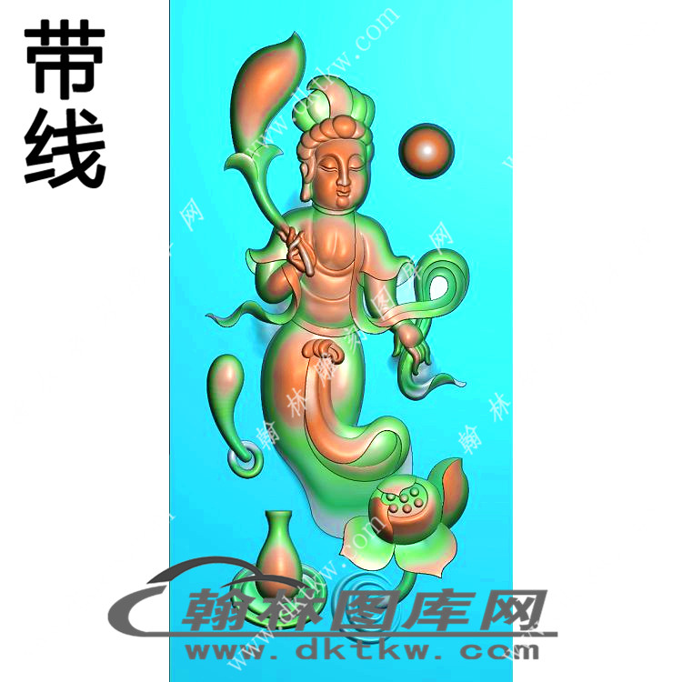 站立观音挂件精雕图（XJD-339）展示