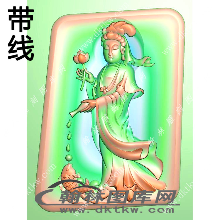 站立观音挂件精雕图（XJD-330）展示