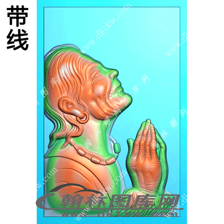 人物祈祷挂件精雕图（XJD-549）展示