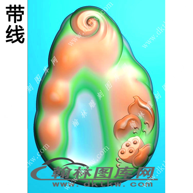 拼底新款荷花随型底挂件精雕图（XJD-479）展示