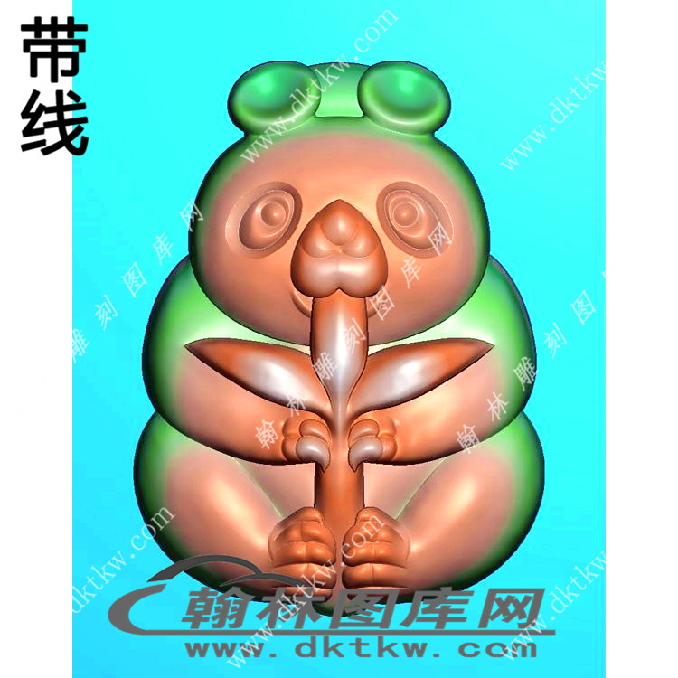 双面熊猫吃竹子挂件精雕图（XJD-445）展示