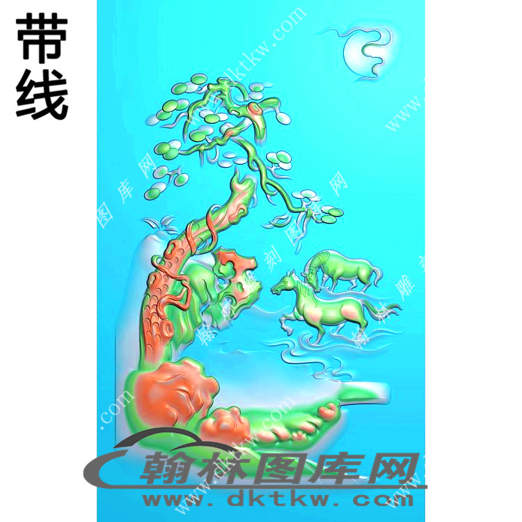 松树马挂件精雕图（XJD-447）展示