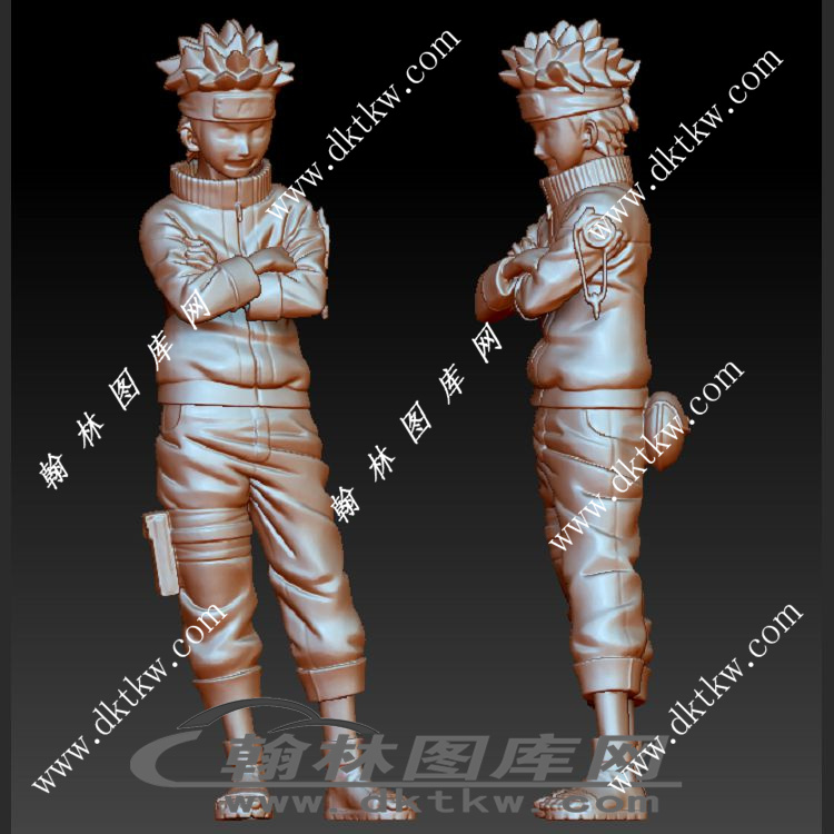少年鸣人立体圆雕图（DWG-058）展示