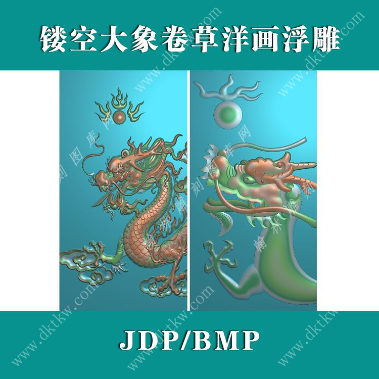 背景墙大龙头精雕图（L-913）展示