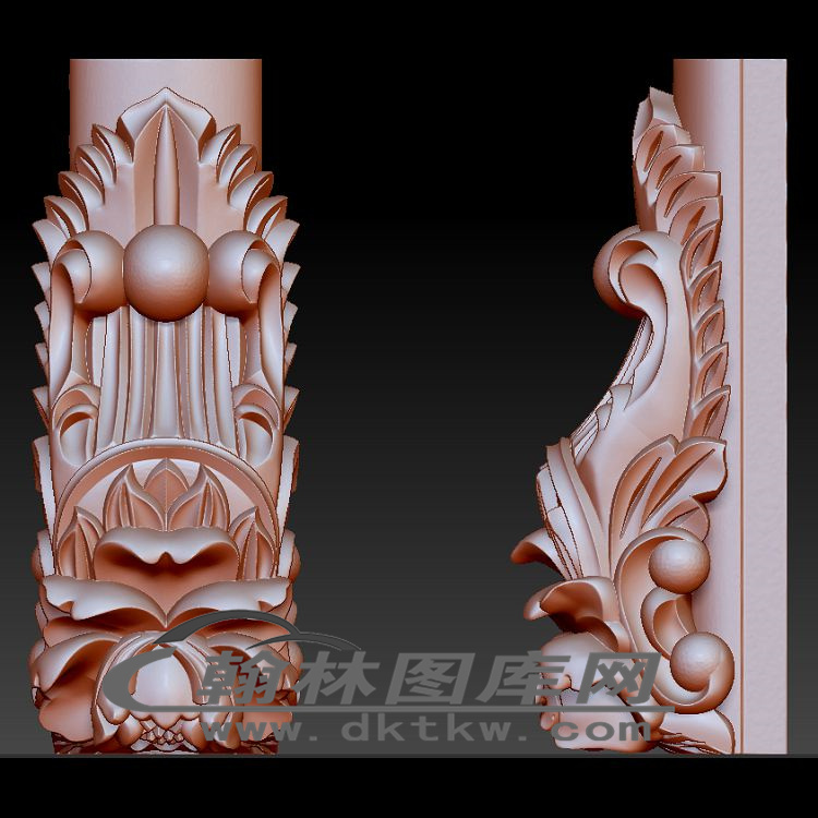立柱上花立体圆雕图（OMG-593）展示