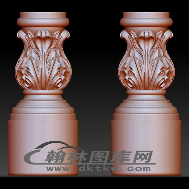 衣帽架中柱立体圆雕图（OMG-409）展示