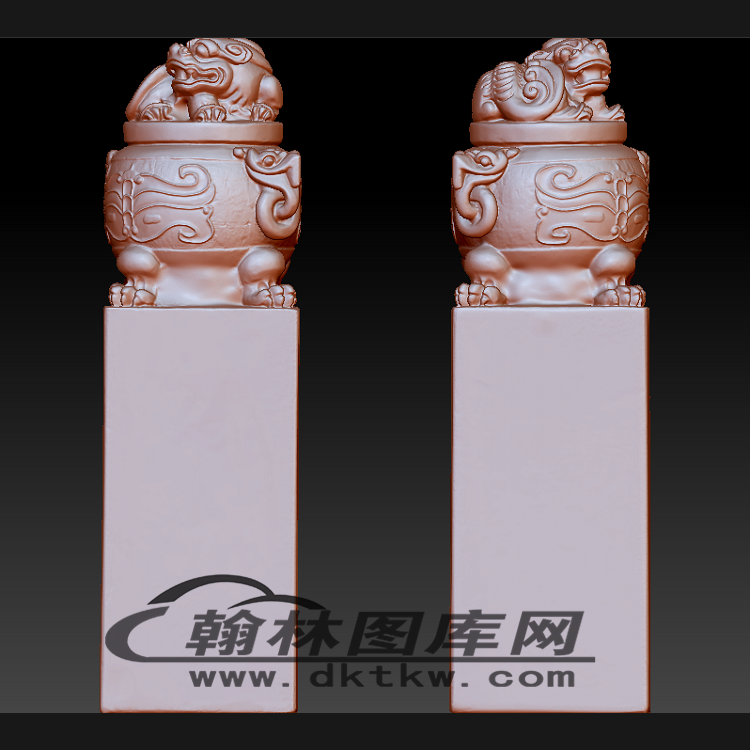 金鼎貔貅狮子印章立体圆雕图（BLG-039）展示