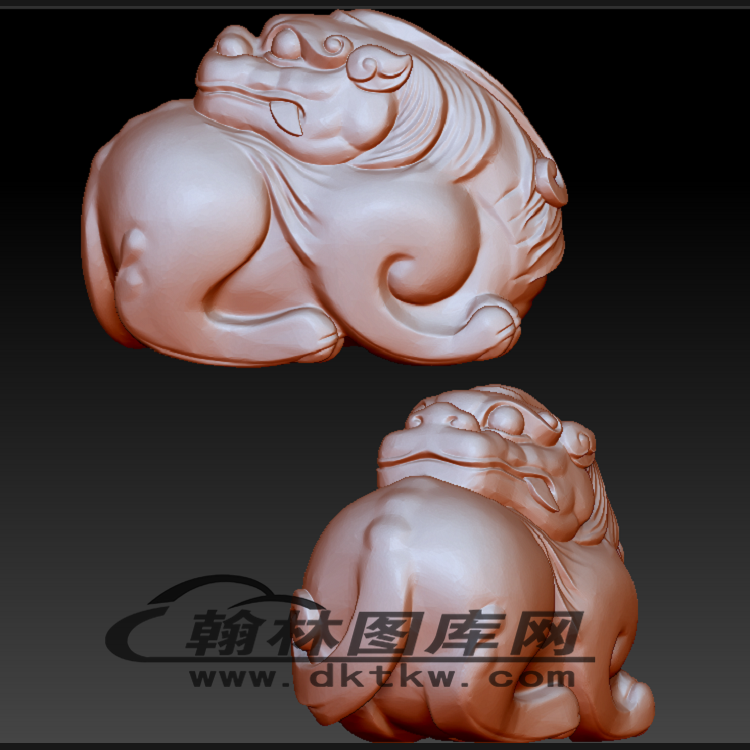 扭头回头貔貅立体圆雕图（BLG-055）展示