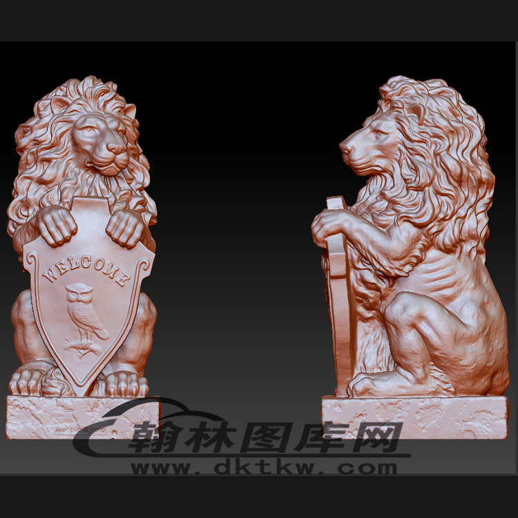 立体狮子狮子立体圆雕图（BLG-122）展示